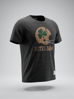Original Retro Brand Black Notre Dame Helmet Tee with Green Shamrock #goirish
